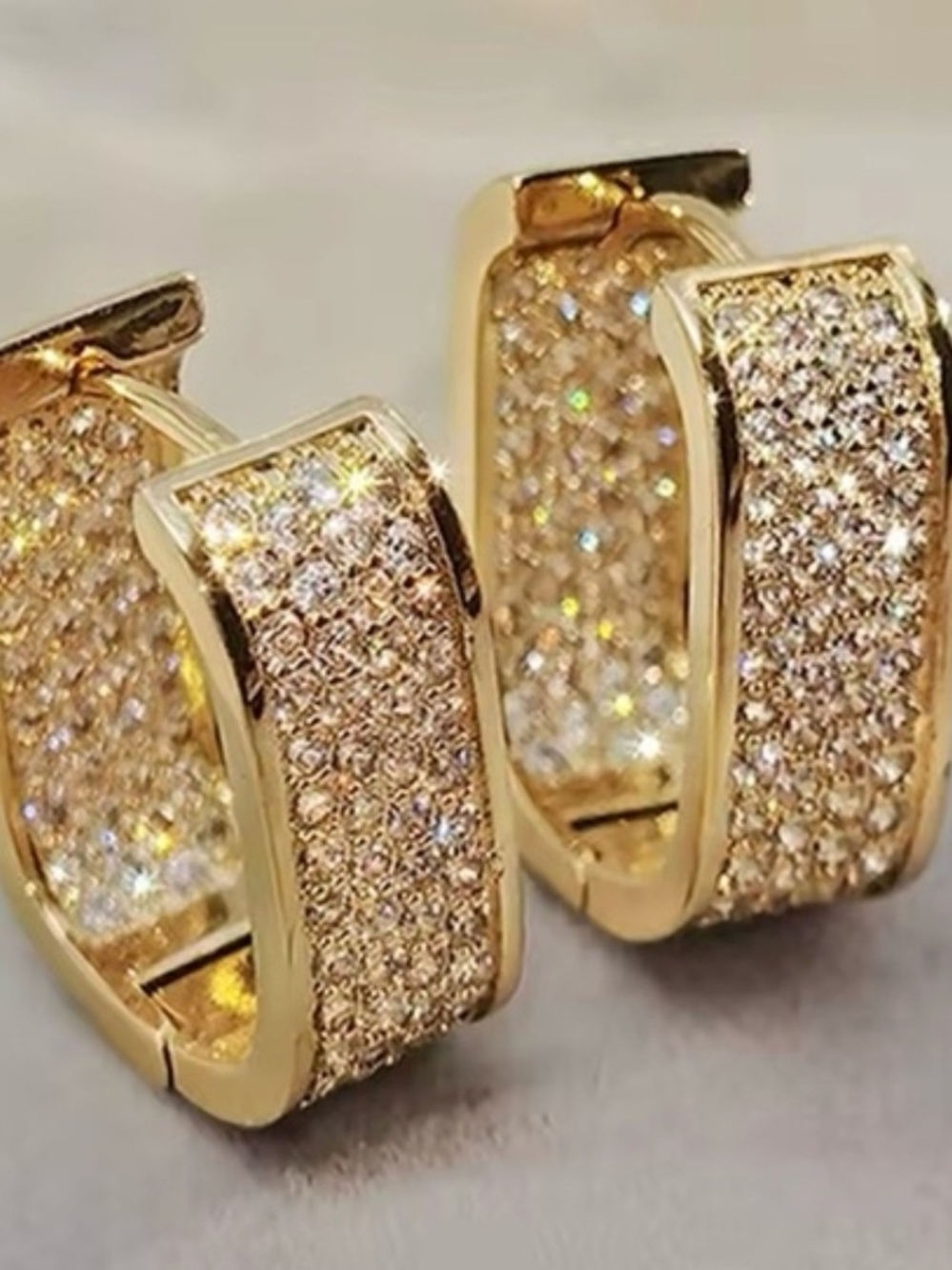 NWOT Gold Pave Huggie Hoop Earrings - Sparkling Gold Tone